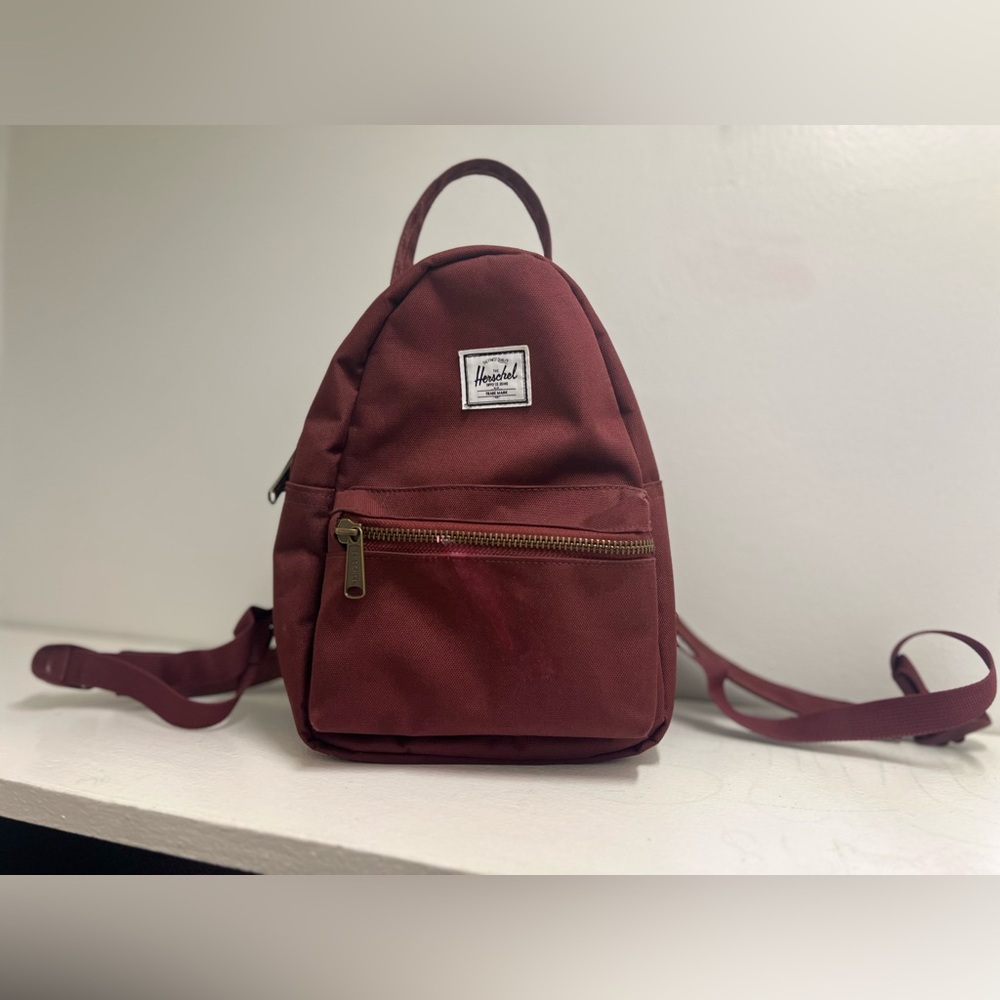Herschel Supply Company Burgundy Mini Backpack with Brass Hardware
